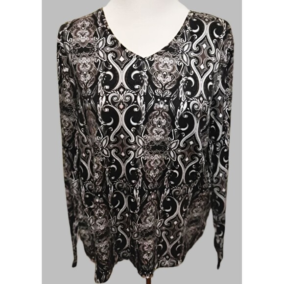 Croft & Barrow Long Sleeve Geometric Print Top - Size L - Picture 1 of 3